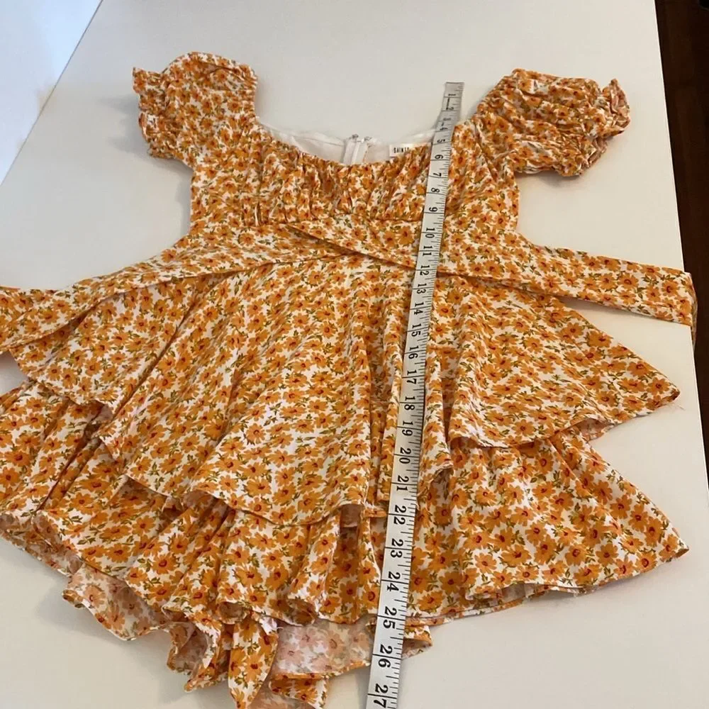 Saints and Secrets Yellow Floral Mini Playsuit / Romper Size Small - Picture 13 of 13